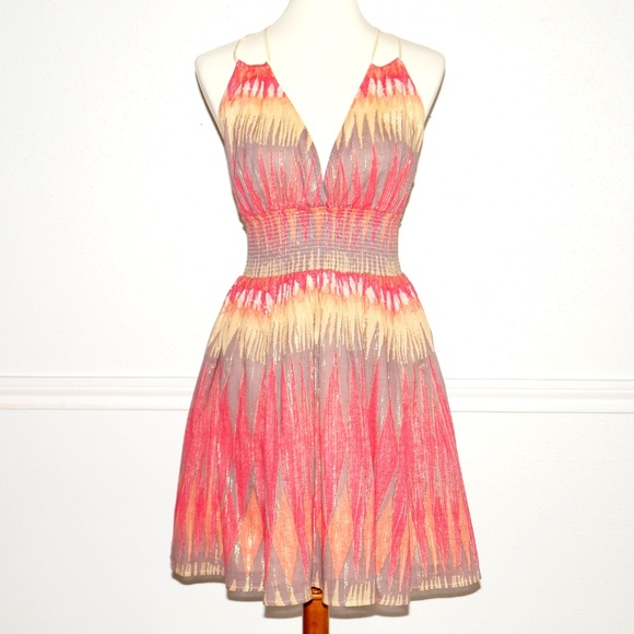 Free People Indian Summer Cotton Gold Lurex Dress - Picture 2 of 8